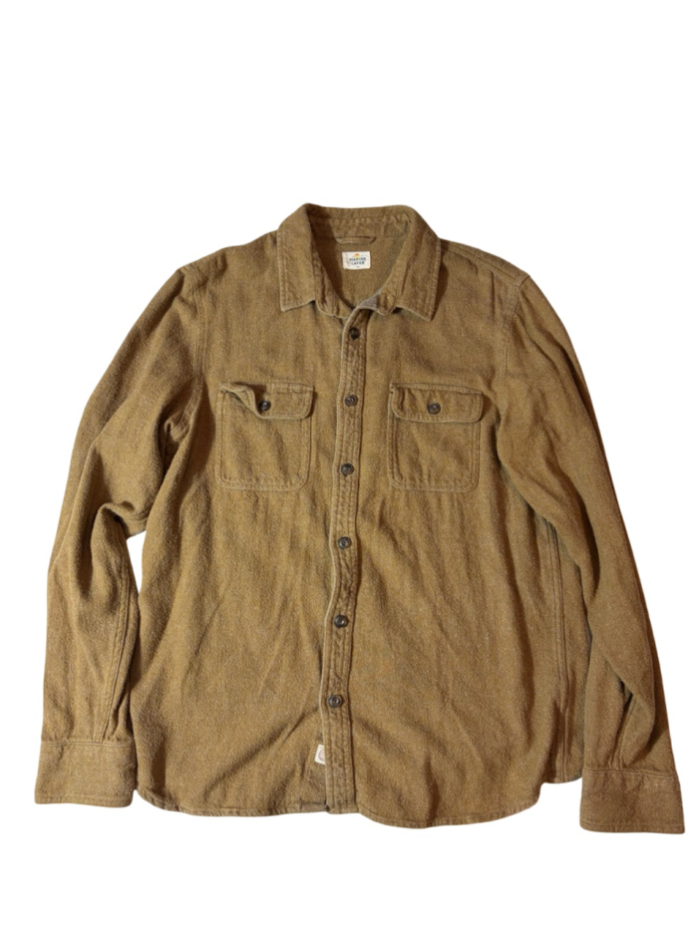 Marine Layer Max Herringbone Overshirt Men’s M/L Tan Cotton Shirt Jacket
